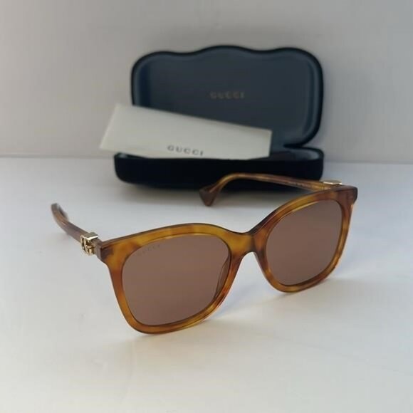 New- Authentic 💯GG1071S 003 55 GUCCI HAVANA CAT-EYE SUNGLASSES - Picture 14 of 16